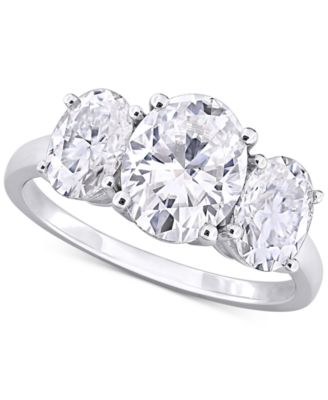 Macy's - Moissanite Three Stone Ring (4 ct. t.w.) in Sterling Silver