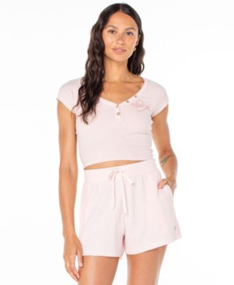 Roxy - Juniors' Coffee Date Ribbed V-Neck Crop Top