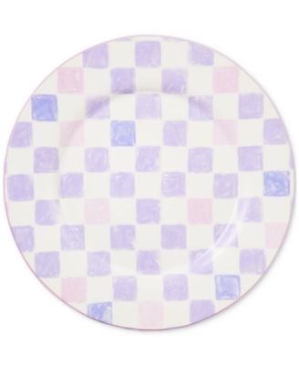 MacKenzie-Childs - Lilac Check Round Stoneware Platter