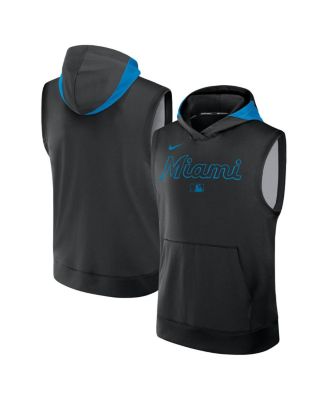 Nike - Men's Black Miami Marlins Authentic Collection Performance Sleeveless Pullover Hoodie