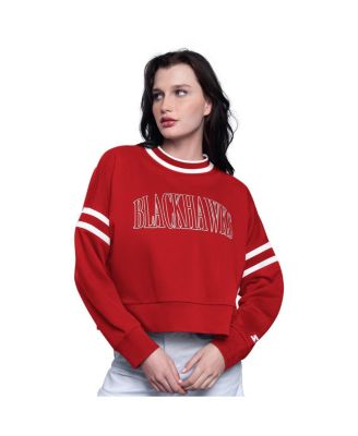 Starter - Women's Red Chicago Blackhawks Power Play Cropped Pullover Sweatshirt