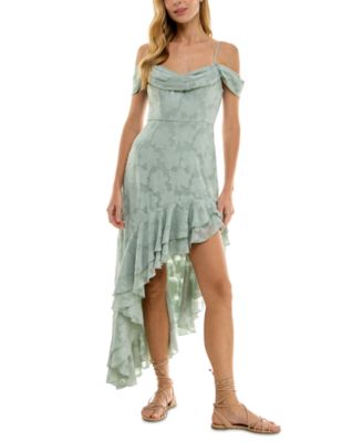 City Studios - Juniors' Textured Draped High-Low Dress
