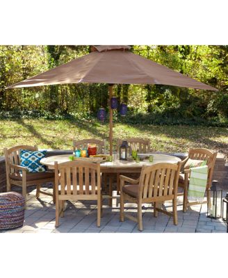 Bristol Outdoor Teak 7-Pc. Dining Set (87" x 47" Dining Table and 6 Dining Chairs), Created for Macy's image