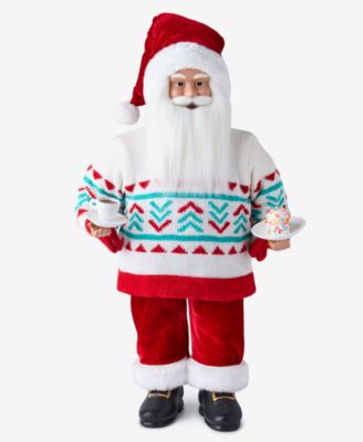 Whimsy Caucasian Santa In Sweater With Coffee, Macy's Exclusive  image