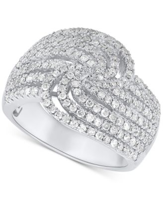 Macy's - Diamond Multirow Swirl Statement Ring (1 ct. t.w.) in Sterling Silver
