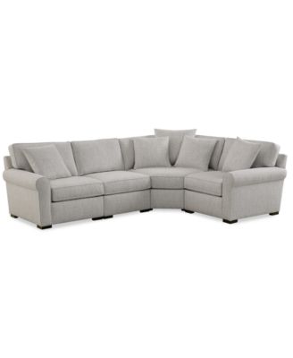Radley Roll Arm 115" 4-Pc. Fabric L Sectional with Wedge, Exclusively at Macy's image