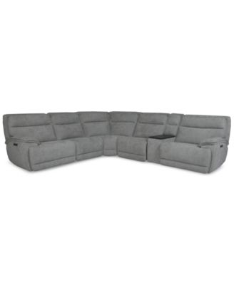 Ozryn 6-Pc. Fabric Sectional with Console and 3 Power Motion Chairs, Exclusively at Macy's image