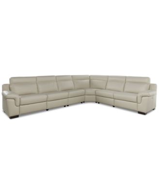 Julius II 6-Pc. Leather L Sectional with 2 Power Recliners, Macy's Exclusive image
