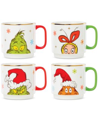 Lenox - Merry Grinchmas Stackable Porcelain Mugs, Set of 4