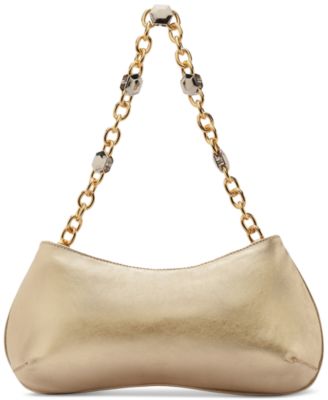 Arezzo - Medium Leather Chain Pouch Handle Baguette Bag