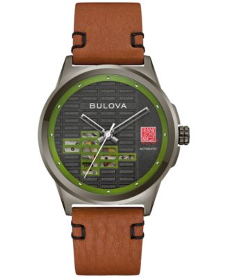 Bulova - Men's Frank Lloyd Wright Usonian Automatic Brown Leather Strap Watch 39mm
