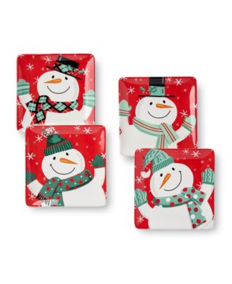 Christmas Whimsy Snowman Dessert Plates, Set of 4 image