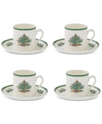 Spode - Christmas Tree Espresso Cup & Saucers, Set of 4