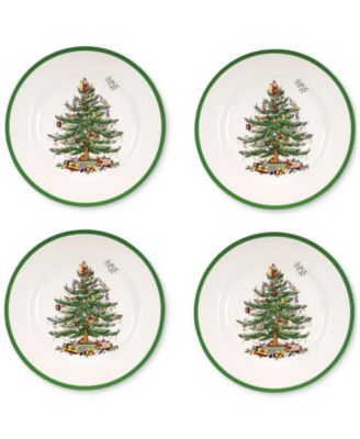 Spode - Christmas Tree Earthenware Dinner Plates, Set of 4