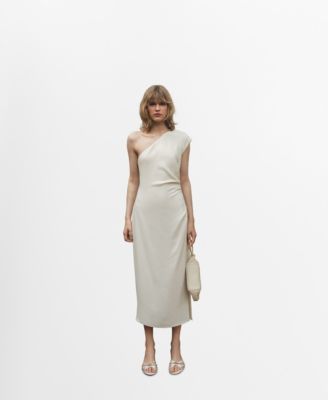 MANGO - Women's Asymmetrical Pleated Dress