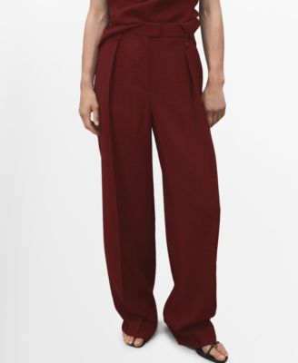 MANGO - Women's Straight-Fit Pleated Pants