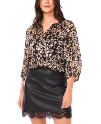 Vince Camuto - Women's Raglan Sleeve Button Front Top