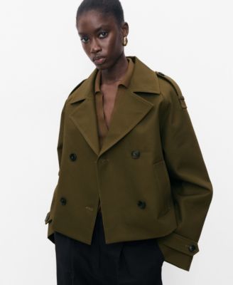 MANGO - Women's Oversized Short Double-Breasted Trench Coat