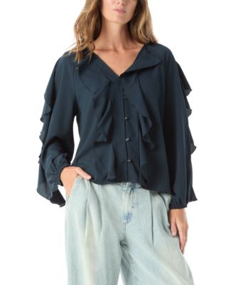 DEE OCLEPPO - Women's Elysia Ruffled V-Neck Top