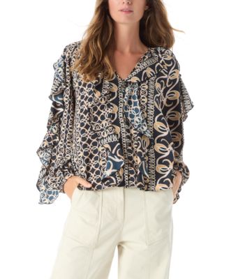 DEE OCLEPPO - Women's Elysia Ruffled V-Neck Top