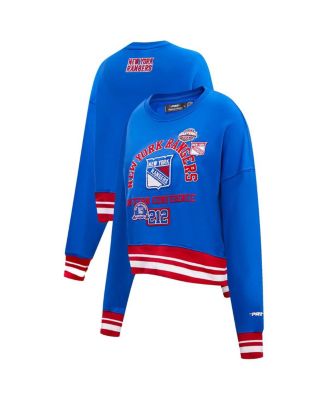 Pro Standard - Women's Blue New York Rangers Area Code Cropped Pullover Sweatshirt
