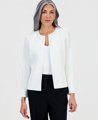 Kasper - Women's Collarless Open-Front Long-Sleeve Jacket