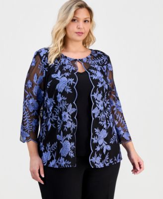 Alex Evenings - Plus Size Layered-Look Embroidered Top