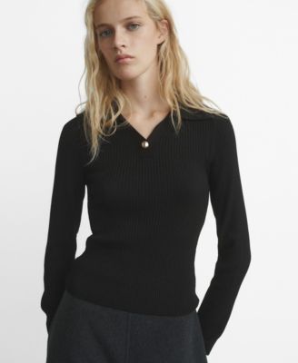 MANGO - Women's Jewel Button Ribbed Sweater
