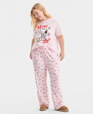 Love Tribe - Trendy Plus Size Snoopy Valentine Printed Drawstring Pants
