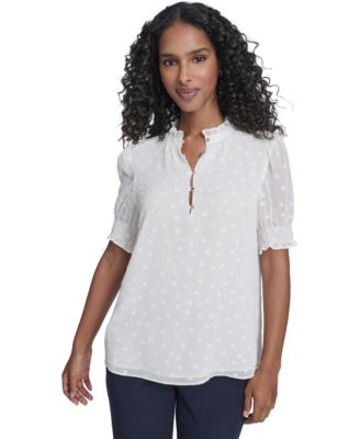 Women's Clip Dot Ruffle Popover Top image