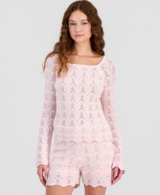 Hooked Up by IOT - Juniors' Chevron Pointelle Sweater