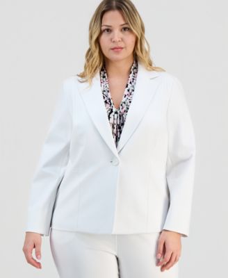 Kasper - Plus Size Notch-Collar Seamed One-Button Jacket
