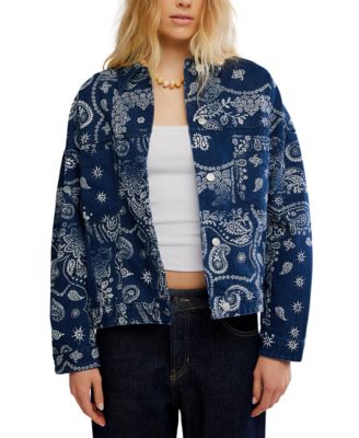 Free People - Women's Opal Swing Printed Denim Button-Front Jacket
