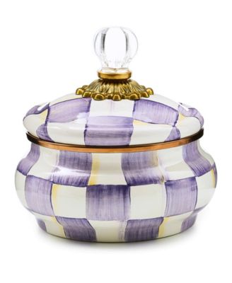 MacKenzie-Childs - Violet Check Handmade Squashed Pot