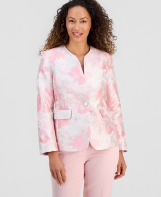 Kasper - Petite Collarless Jacquard Blazer
