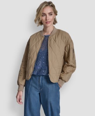 DKNY - Women's Long-Sleeve Quilted Bomber Jacket