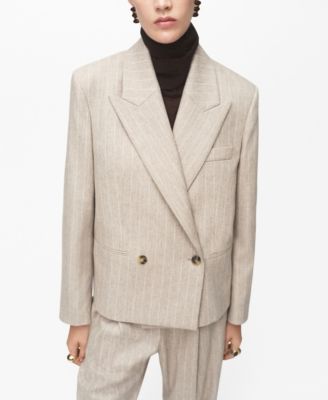 MANGO - Women's Pinstripe Wool Suit Blazer