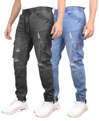 Blue Ice - Men's Stretch Cargo Carpenter Jeans Joggers Set, 2-Piece
