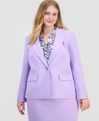 Kasper - Plus Size Petal Lapel One-Button Jacket