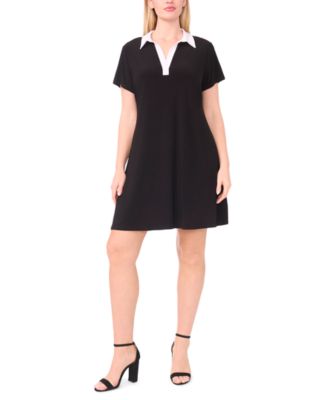 MSK - Plus Size Shirt Collared Shift Dress