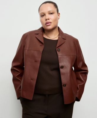 MANGO - Women's Pockets Faux-Leather Jacket