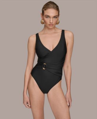Donna Karan New York - Women's Belted Wrap Front Swimsuit