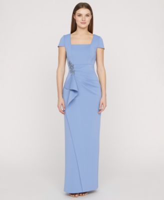 JS Collections - Women's Square Neck Front-Cascade Gown