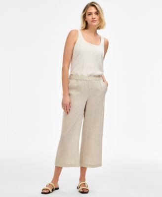 JM Collection - Women's Crinkled Cropped Pull-On Pants