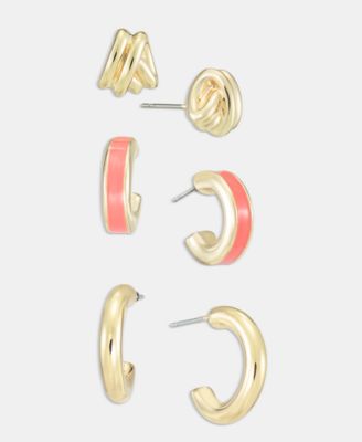 On 34th - 3-Pc. Set Knot Stud & Hoop Earrings