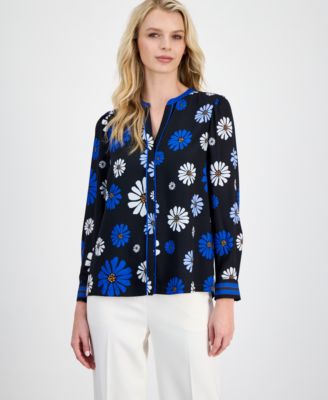 T Tahari - Women's Printed Button-Front Shirt