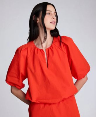 Kenneth Cole - Women's Elastic Hem Pull-On Cropped Shirt