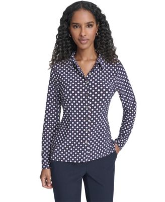Tommy Hilfiger - Women's Double Dot Long-Sleeve Button Down Shirt