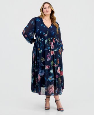 Robbie Bee - Plus Size Tiered Chiffon Dress