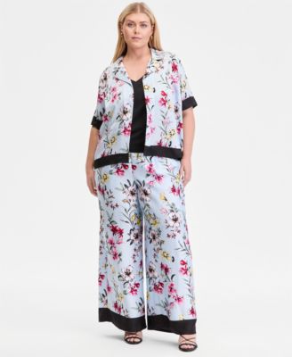 I.N.C. International Concepts - Plus Size Printed Wide-Leg Pull-On Pants